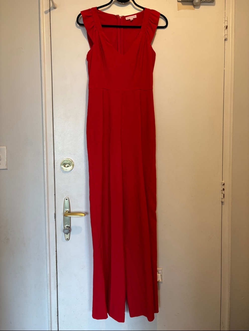 Red Sleeveless V-Neck Maxi Jumpsuit